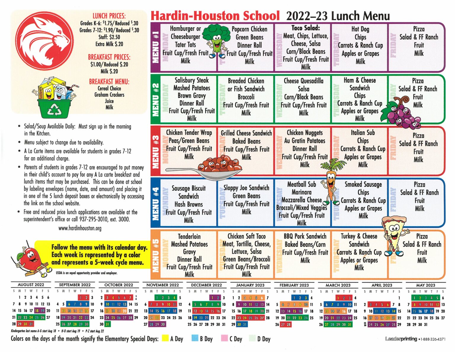 Lunch Menu 202223 HardinHouston