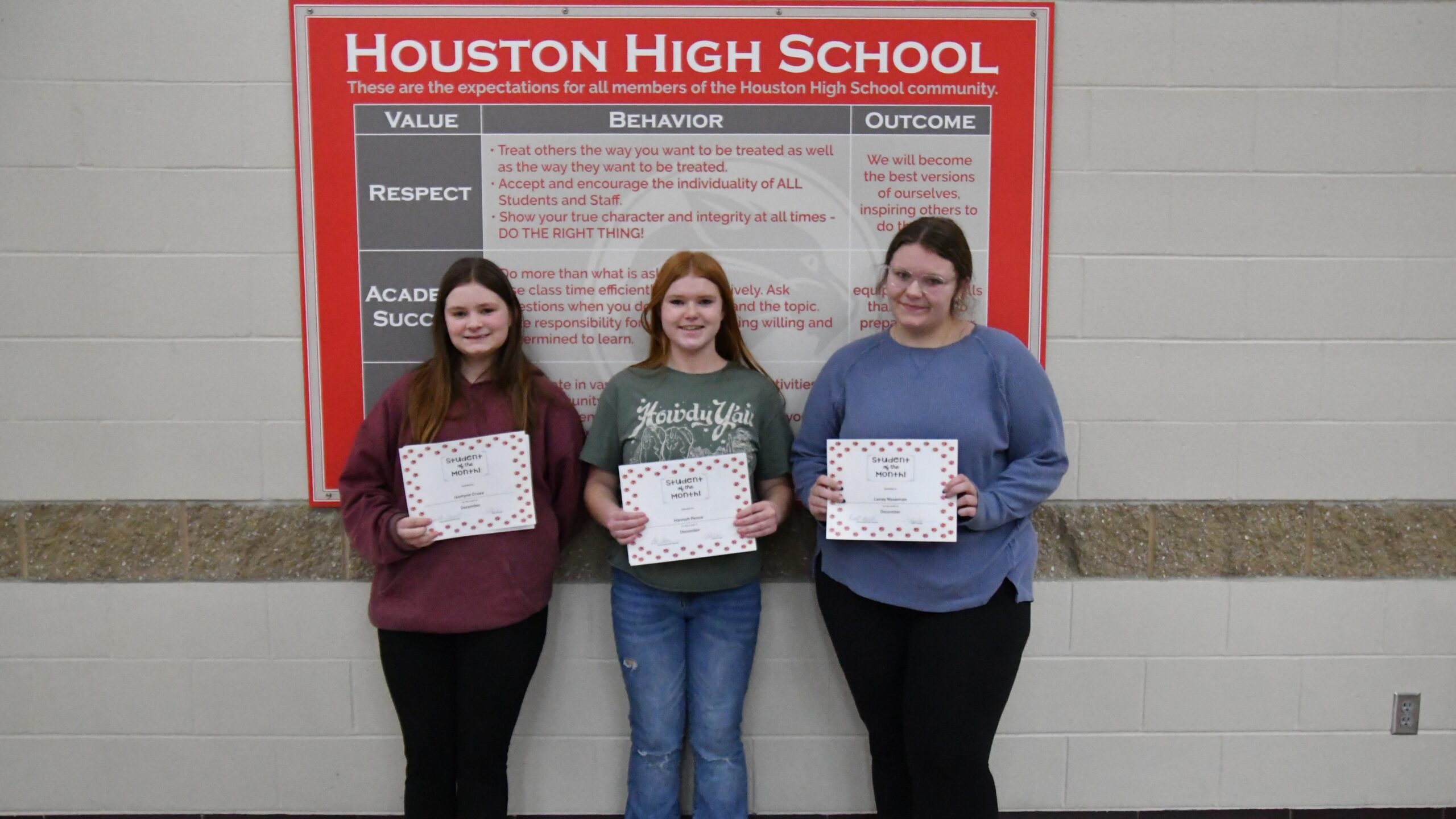 High School and Junior High Students of the Month
