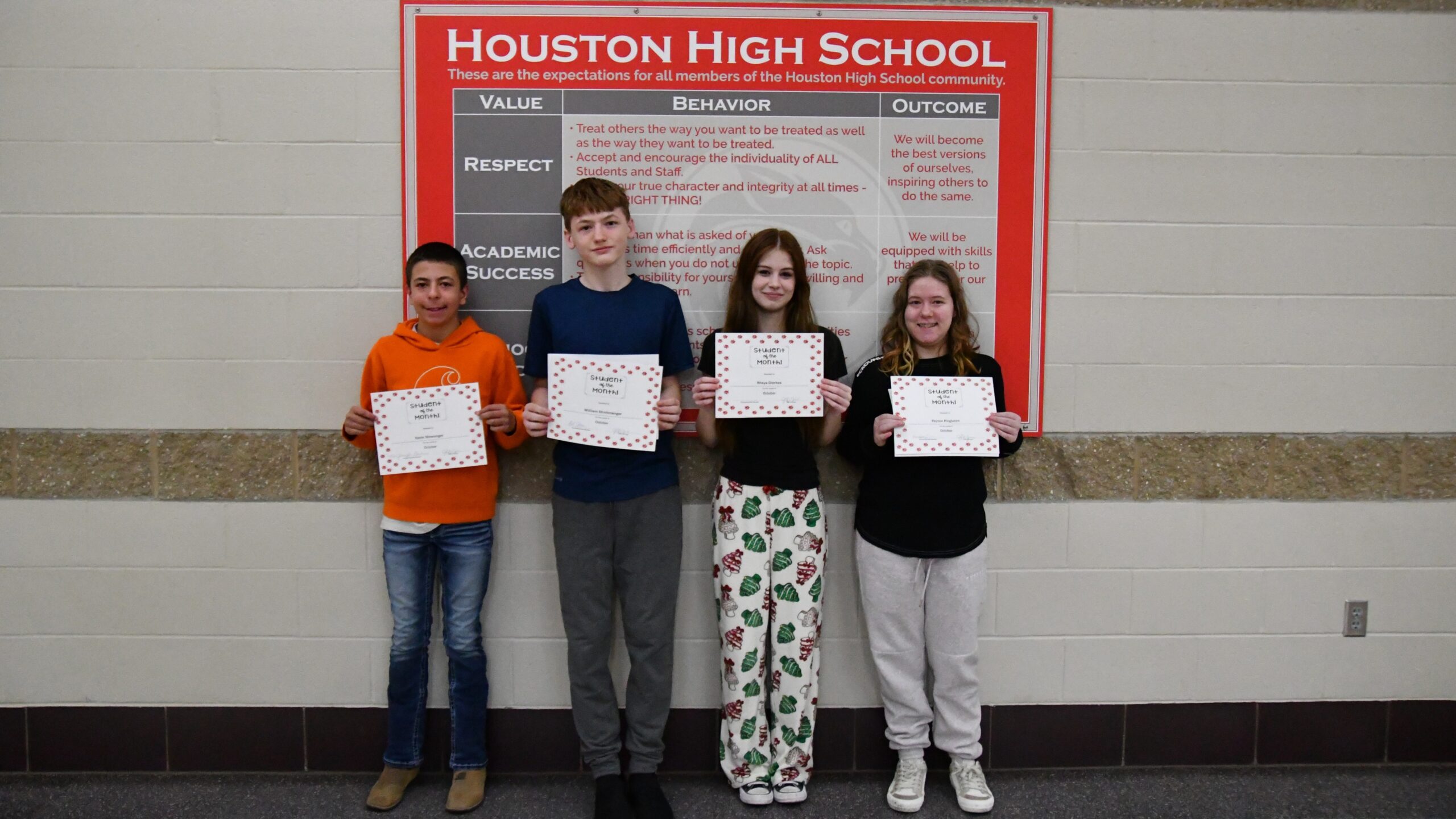 High School and Junior High Students of the Month